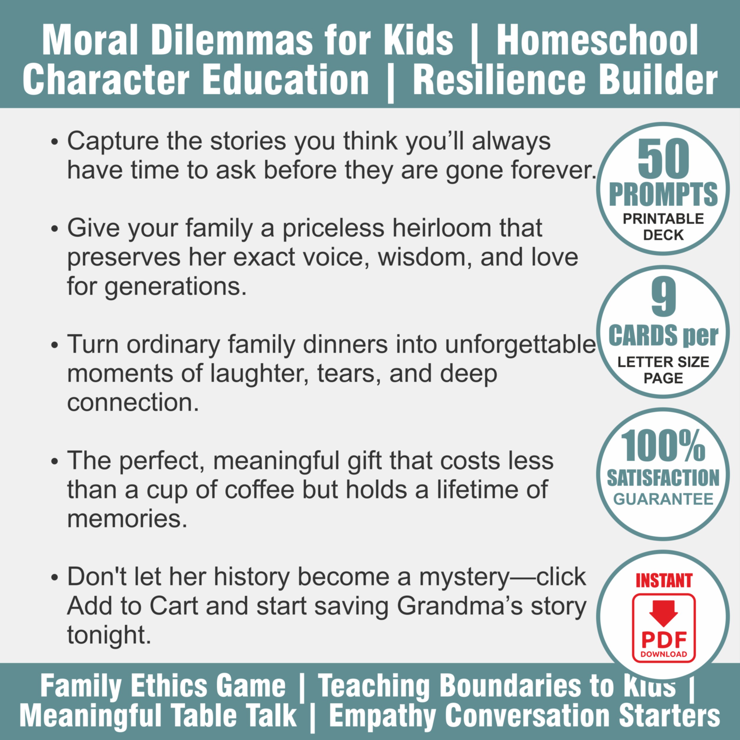 Family Values Conversation Cards | Character Building Game | Ethics Morals for Kids - View 2